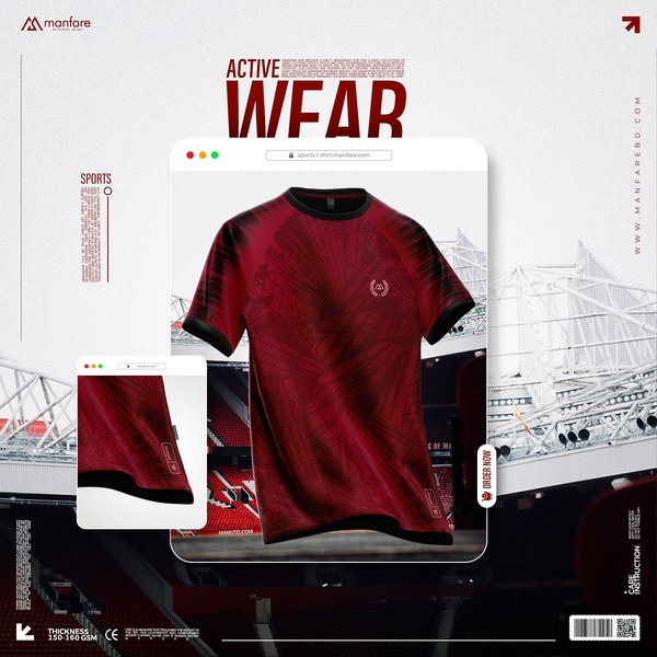 sports shirt, athletic shirt, activewear shirt, performance shirt, workout shirt, sports jersey, athletic top, product launch, brand awareness, modern typography, bold, energetic, red, neutral